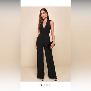 Lulu’s Thinking out loud black backless jumpsuit